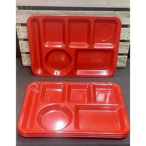 Vintage Retro Red Texas Ware Lunch Trays Cafeteria Chic, Set Of 4‎   Y2K